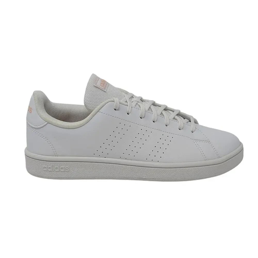 New Adidas Shoes Womens 10 Advantage Base 2.0 White Pink Low Top Sneakers - Picture 2 of 10